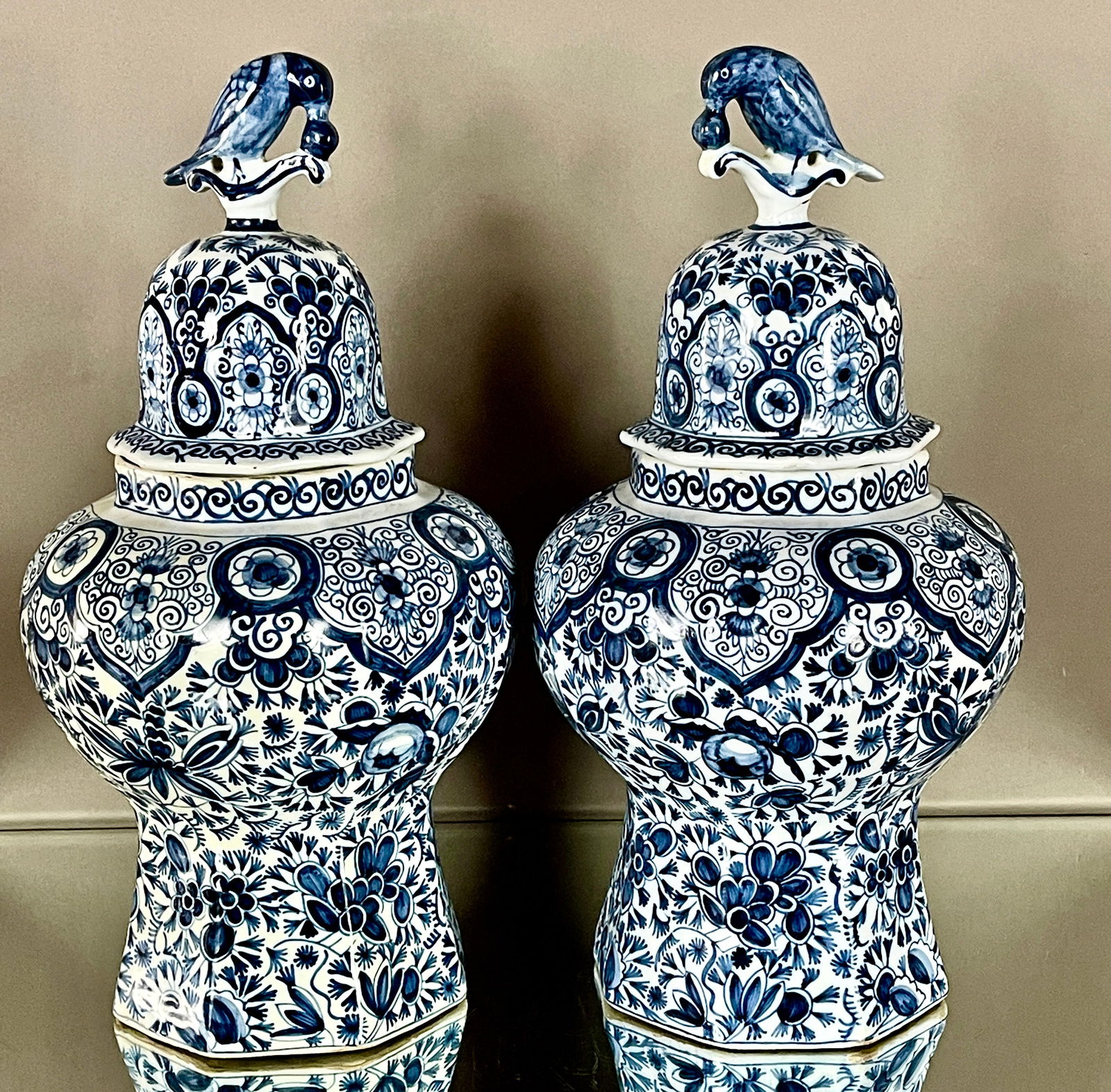 Pr. of 18th Century Dutch Delft Earthware Vases (1 of 8)