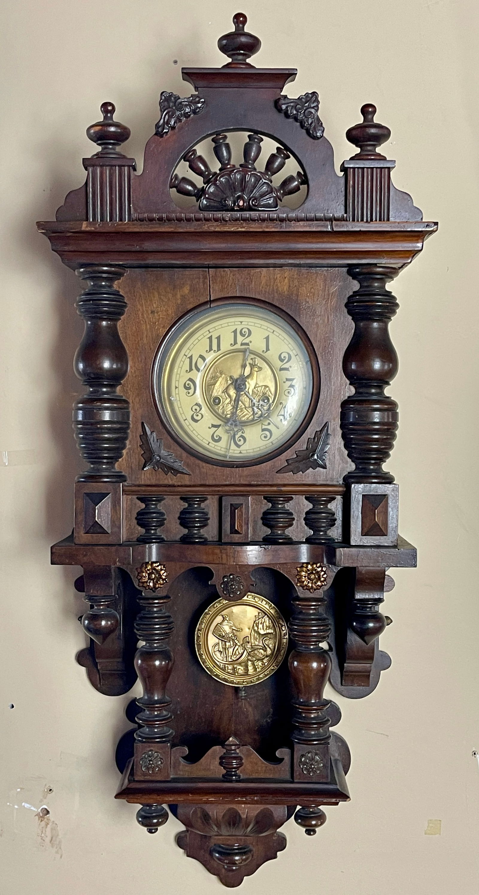 German Free Swinger Walnut Wall Clock (1 of 6)