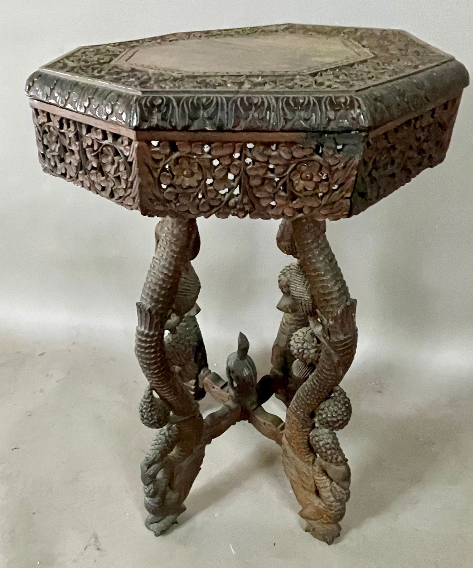 19th Century Burmese Carved Side Table (1 of 5)