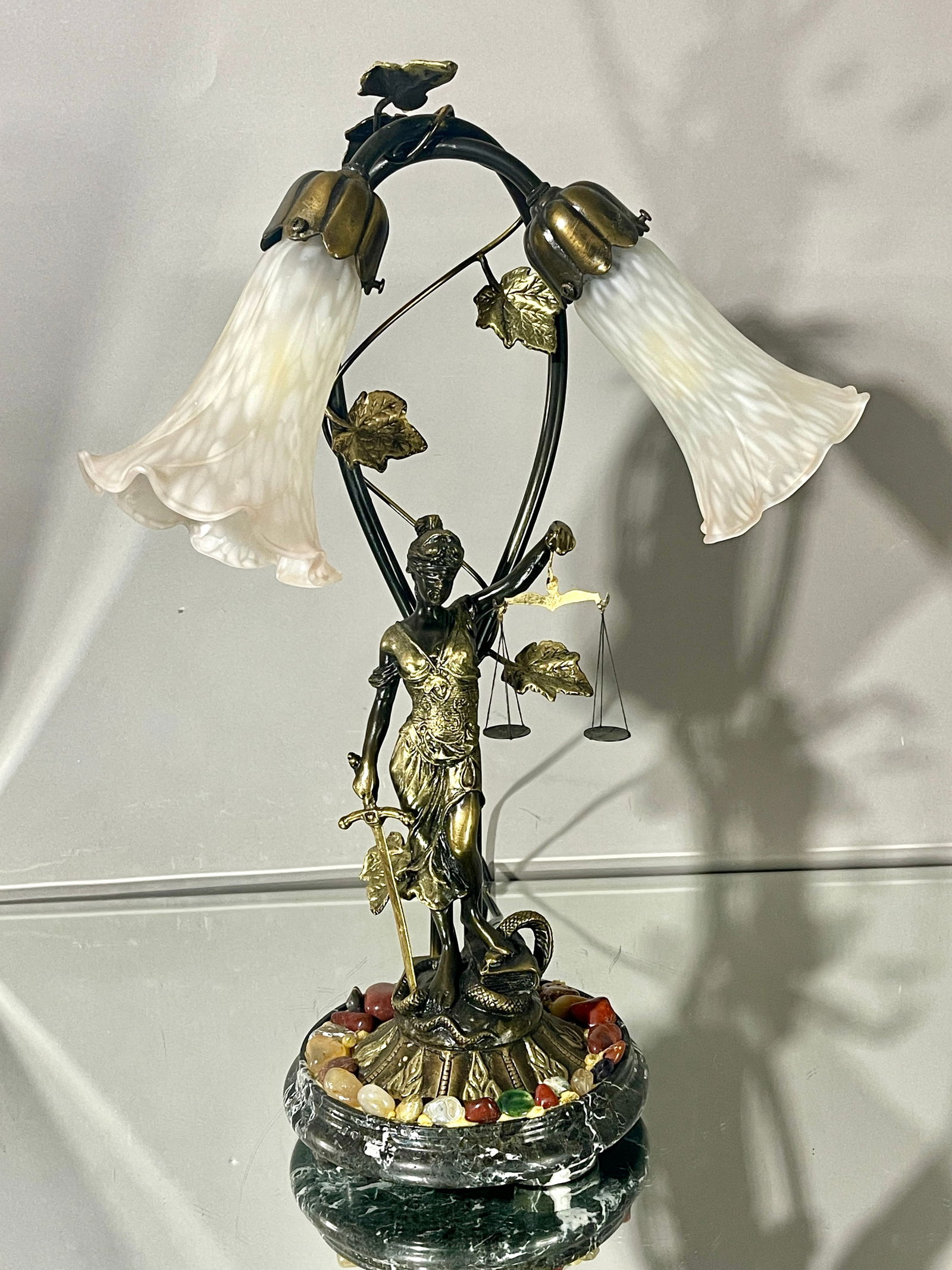 Bronze Lady Justice Table Lamp (1 of 4)