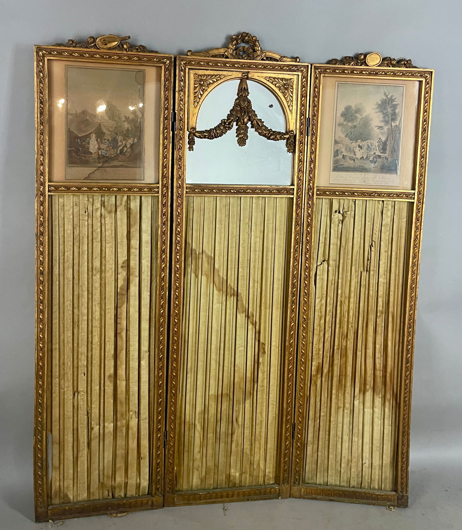 French Louis XVI Style Partial Gilt Floor Screen (1 of 3)
