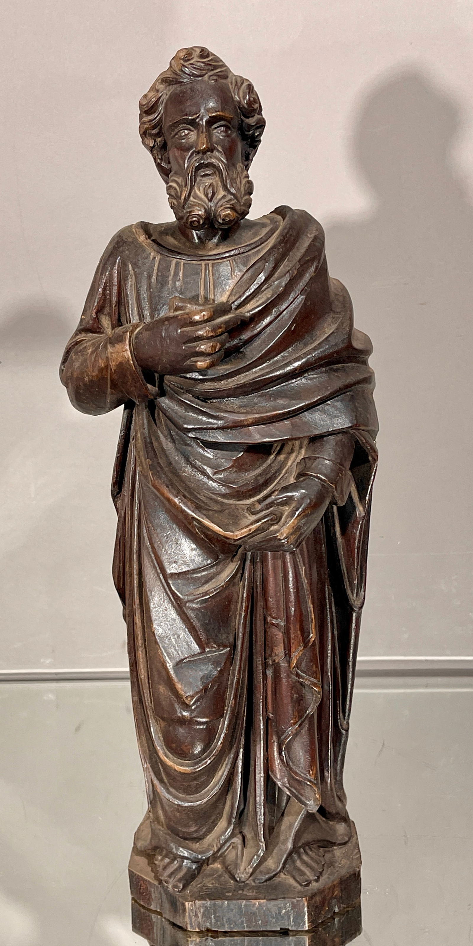 19th Cent. French St. Paul Carving in Oak: Excellent detail. DIMENSIONS: 19 1/2"t x 4"d x 6"w ORIGIN: France CIRCA: 1900.