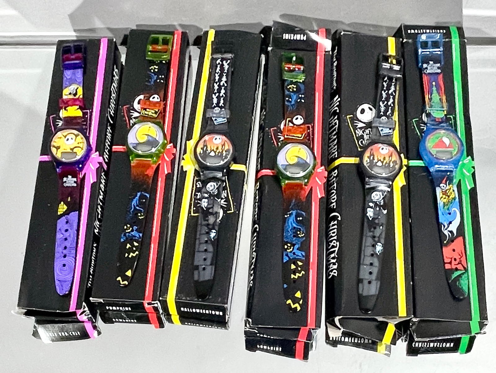 6 Vintage 90's Nightmare Before Christmas Watches: Wrist watches. In original boxes. CIRCA: 1990.