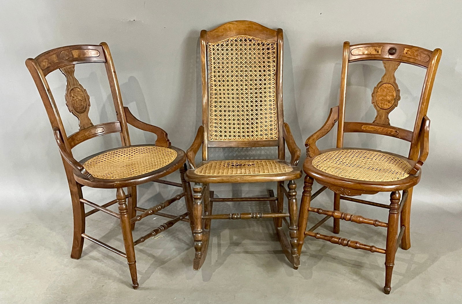 Victorian Walnut Chairs and Rocker (1 of 4)