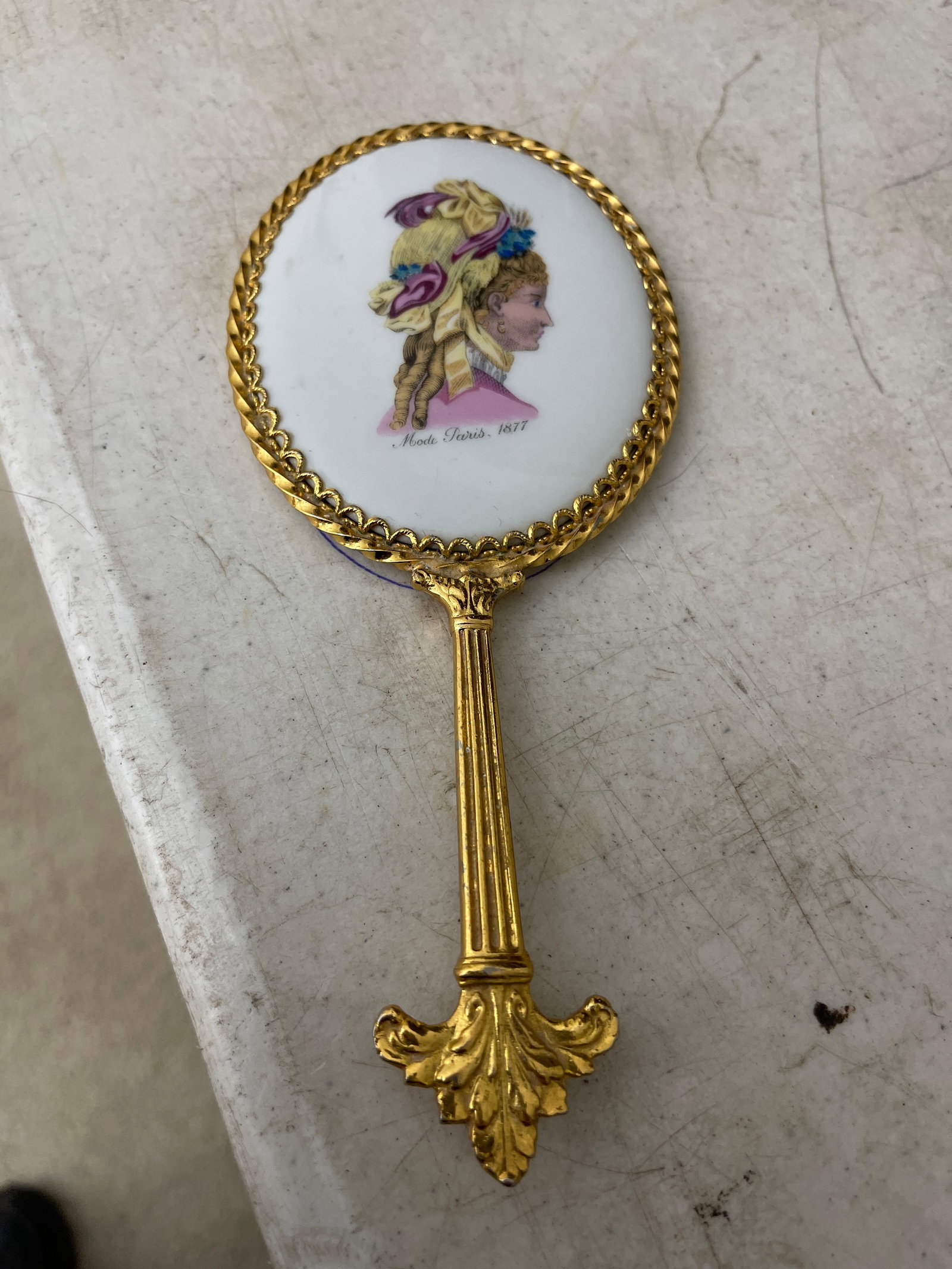 Girls French Beveled Mirror: Hand made, Paris. CIRCA: 1960