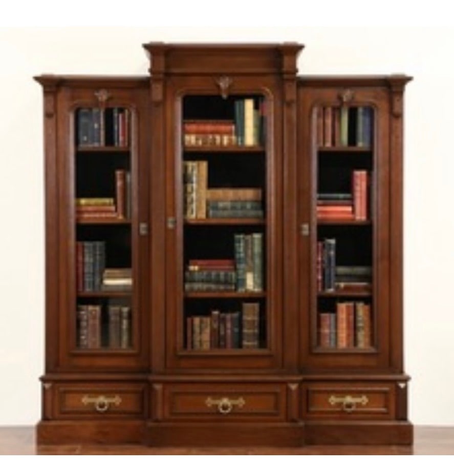 American 19th c. Rennaissance Triple Door Bookcase (1 of 1)