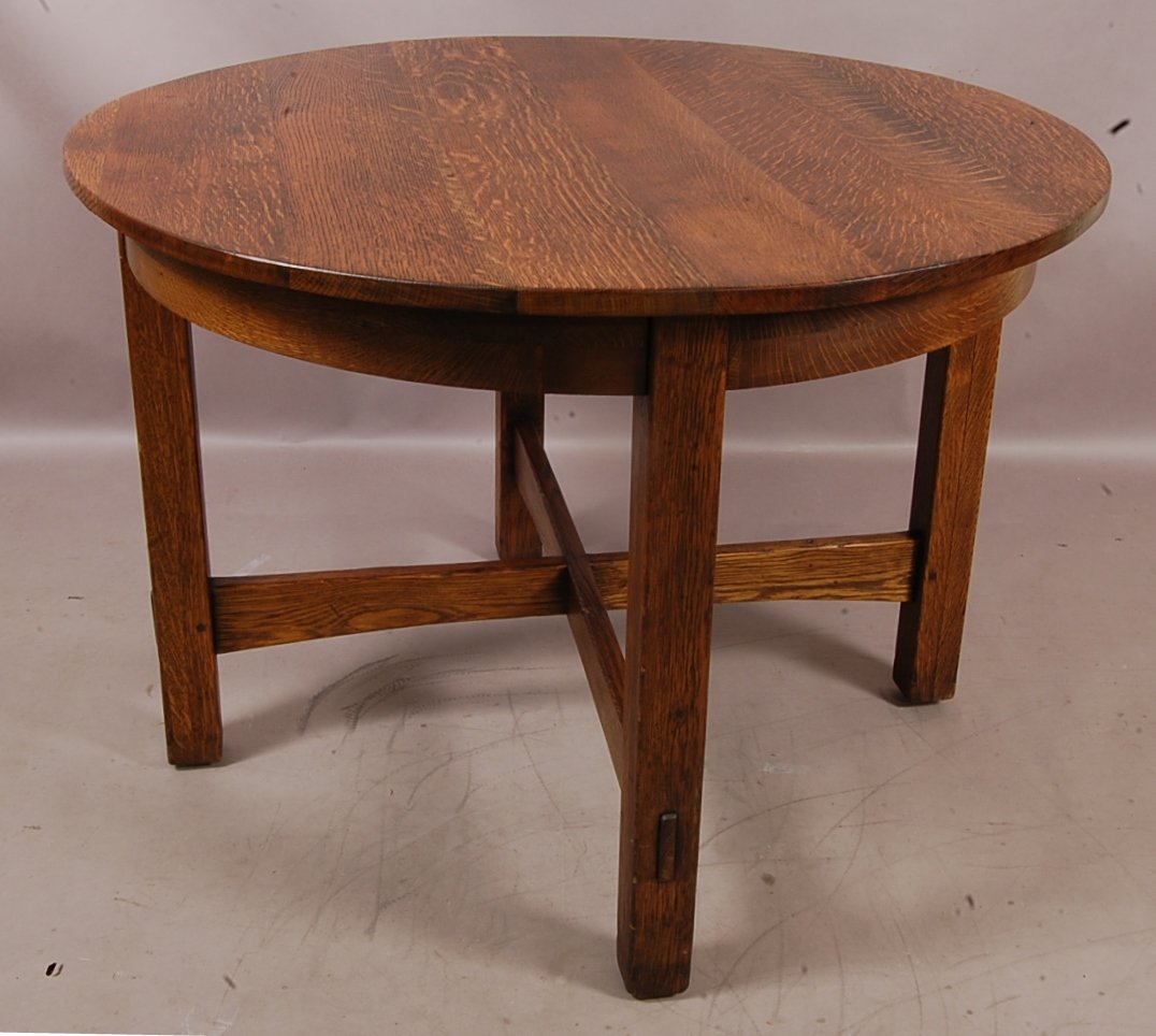 L. & J.G. Stickley 42 " Round table: 42" w x 29" t. Not signed Ca. 1910