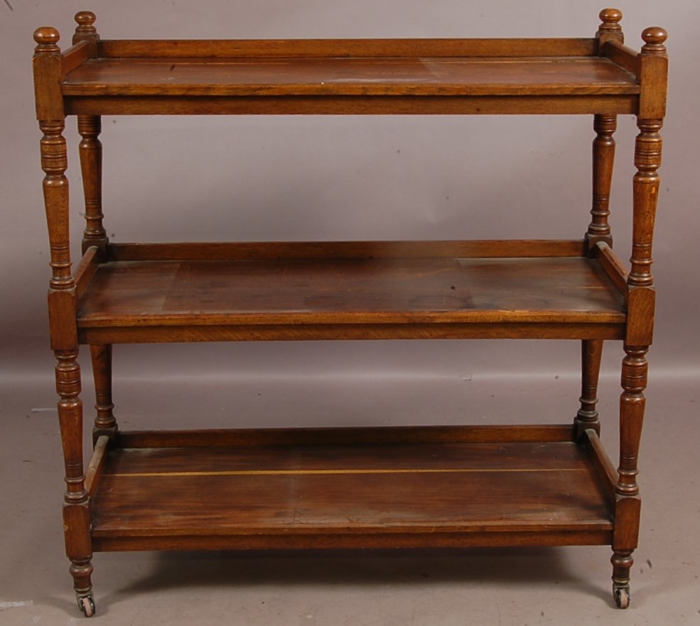 English Oak Butlers stand: 3 Tier 42" x 17" d x 42" w. Ca. 1900