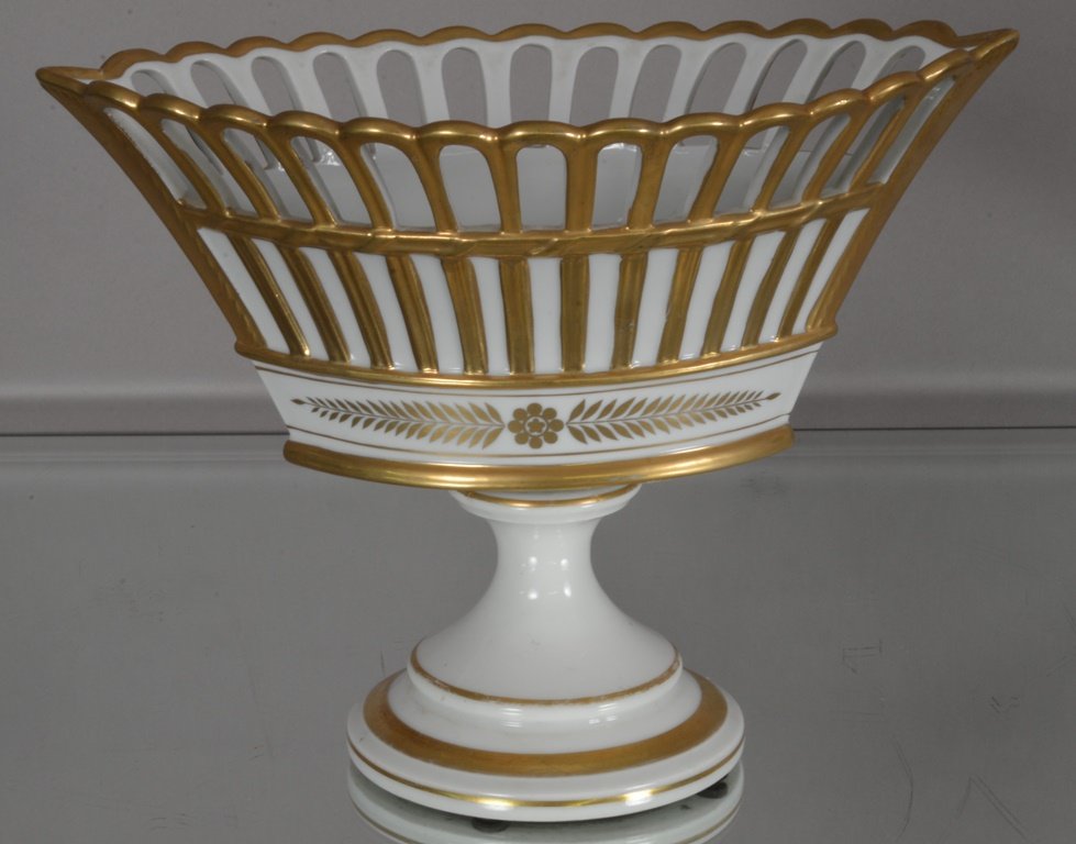 Old Paris style Centerpieces: Hand decorated with gilted trim. 8" t x 10" w Ca. 1890