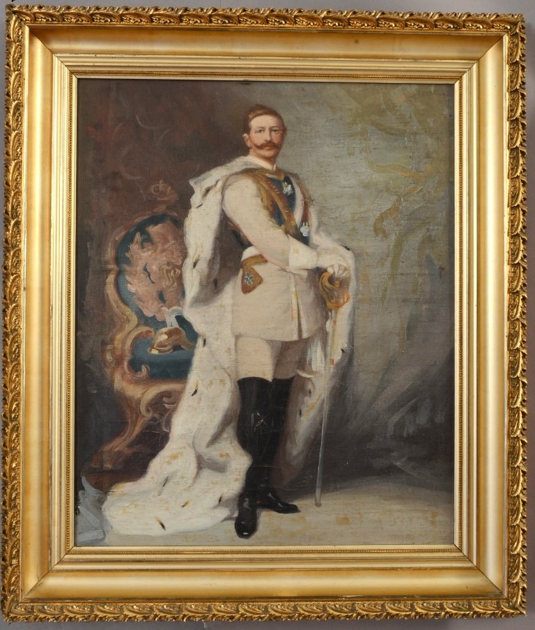 German or Prussian Officer Oil on canvas Gilted frame: Unsigned. 20" x 16" Ca. 1880