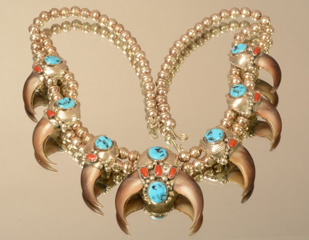 Navajo Bear Claw Squash Blossom necklace