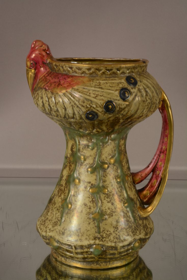 Amphora Peacock vase: Signed & numbered. 11" t. Amphora Austria