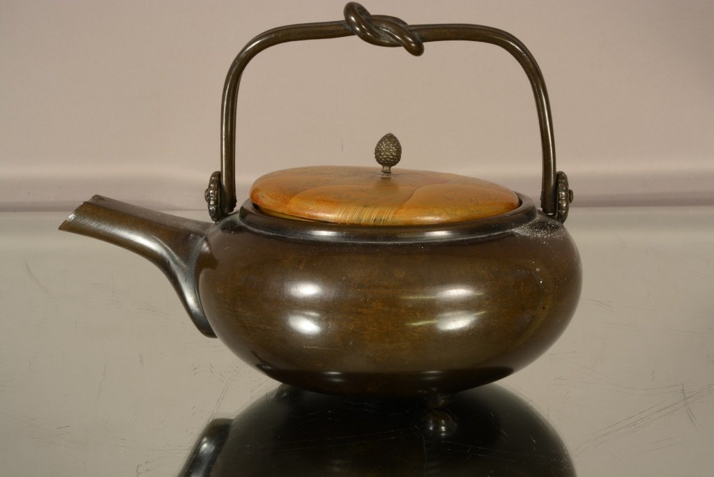Early bronze tea pot: Lid may not be correct. Ca. 1870