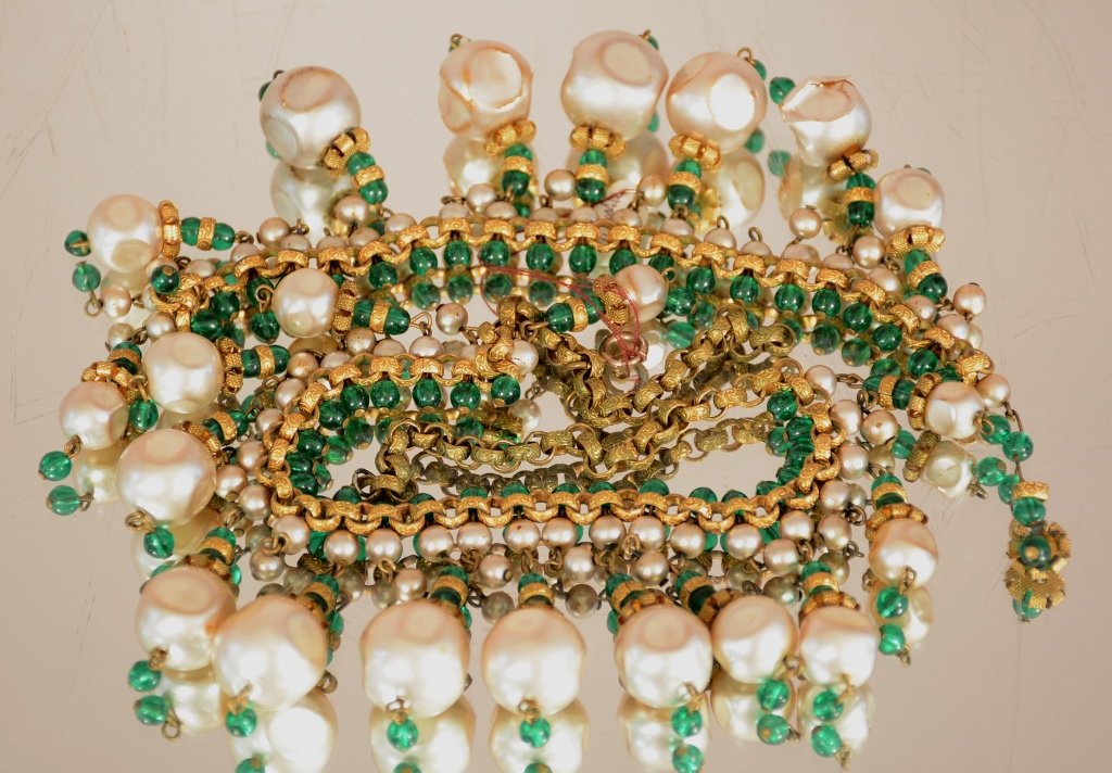 Miriam Haskell Necklace & Bracelet: Circa 1930.