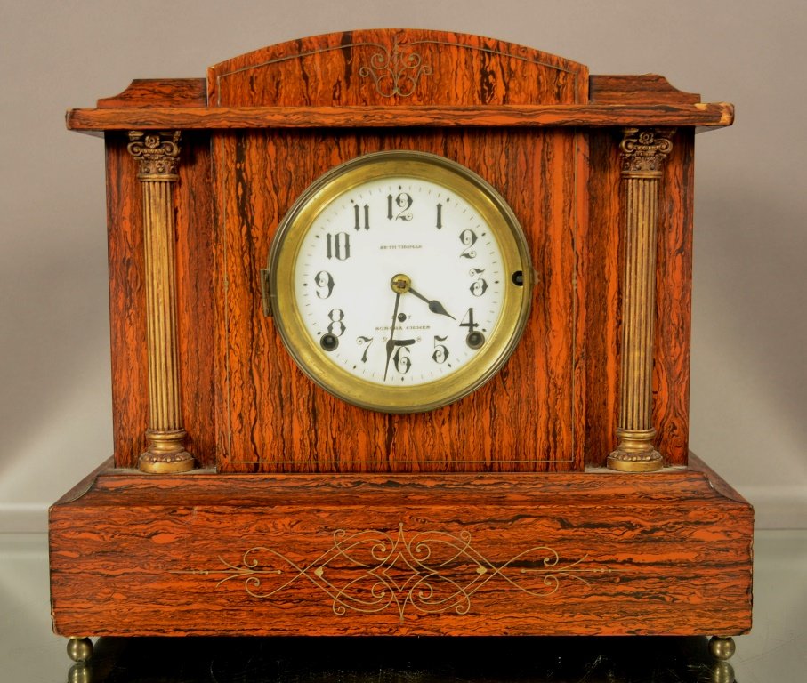 Seth Thomas Mantel Clock with Sonora Chimes: Seth Thomas Mantel Clock with Sonora Chimes. 15"hX15"w ca. 1910