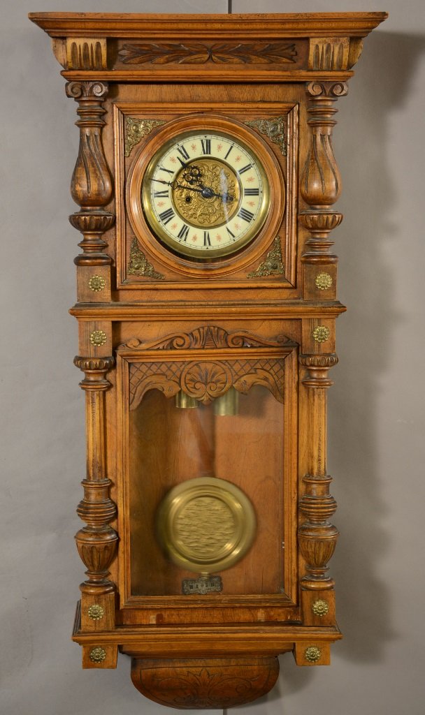 Gustav Becker Vienna Regulator: Gustav Becker Vienna Regulator. Wall Clock. Two Weight Movement. 40"h X18"w