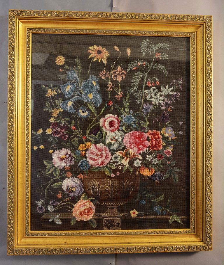 Victorian Needlepoint Floral Design (1 of 1)