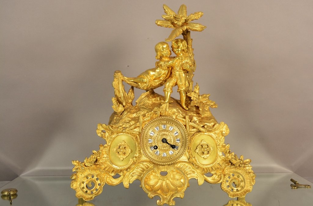 French Louis XV Style Figural Mantel Clock (1 of 3)