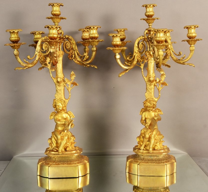 Pair of French Louis XIV Style Candelabras (1 of 1)