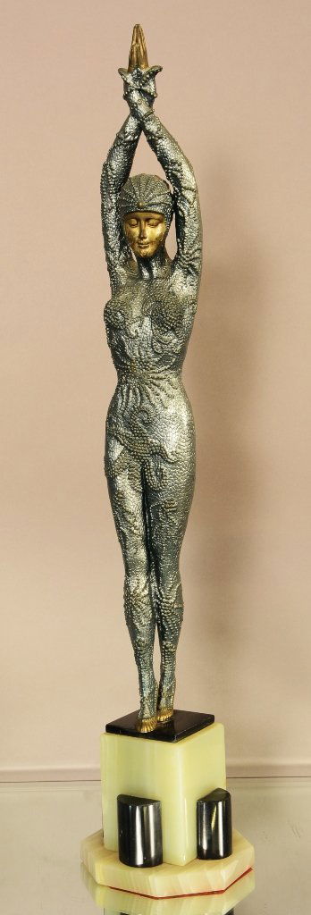 French Art Deco Style Figural Bronze Statue (1 of 2)