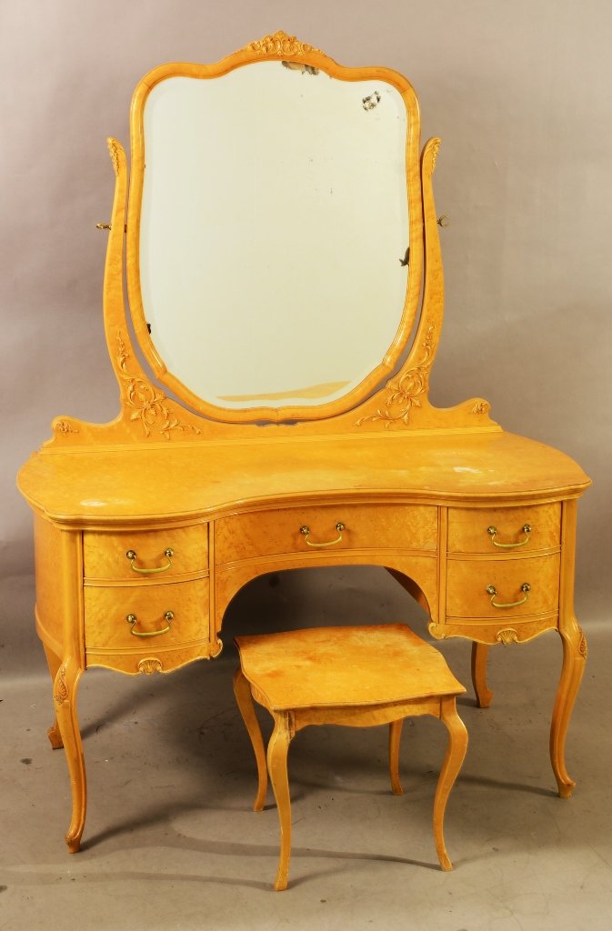 Turn of the Century Birdseye Maple Vanity & Bench (1 of 1)