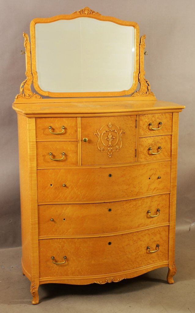 Turn of the Century Birdseye Maple Tall Chest (1 of 1)