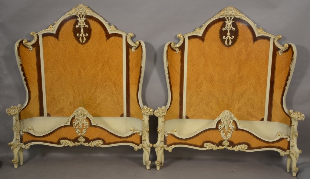 Pair of French Louis XV Style Twin Size Beds (1 of 1)