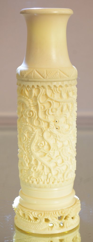 Antique Chinese Ivory carving of a vase. (1 of 3)