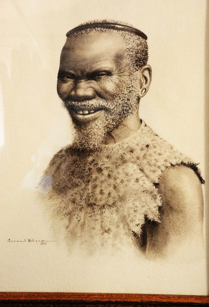 Zulu portrait water color by Gerard Bhengu. (1 of 2)