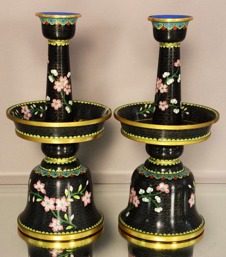 Pair of cloisonne Chinese candle holders (1 of 1)