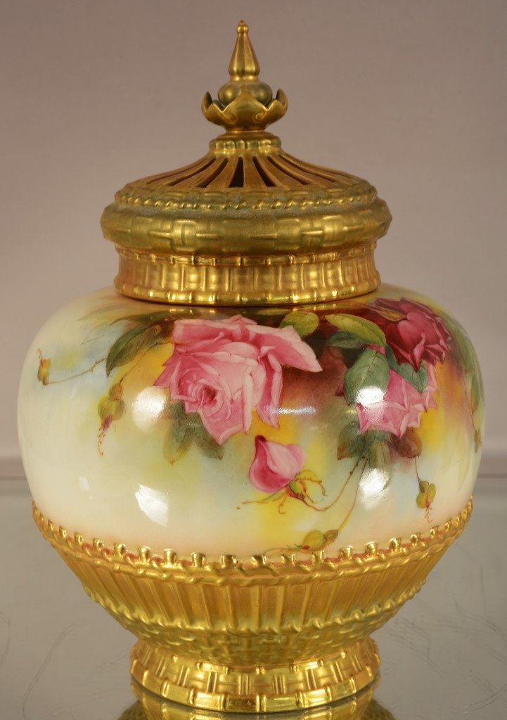 Royal Worcester pitcher, floral decorated (1 of 4)
