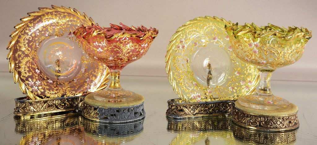 Two Moser style compote and plates (1 of 2)