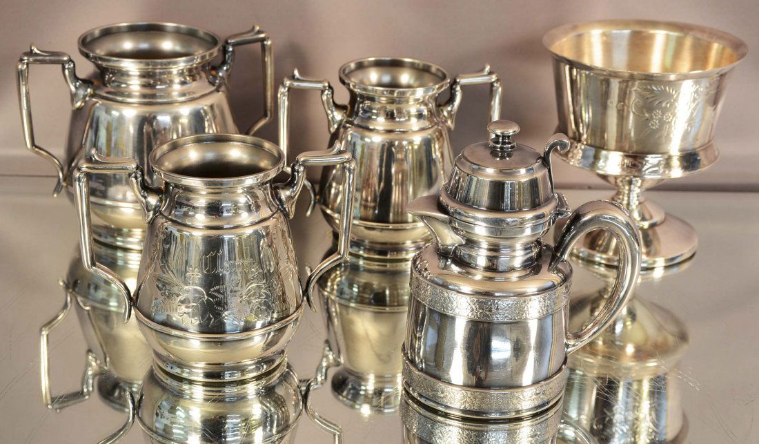 Five aesthetic movement style silver plate pieces (1 of 1)