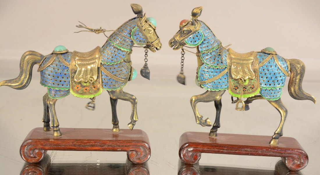 Two Chinese enameled and jeweled sterling silver horses (1 of 3)