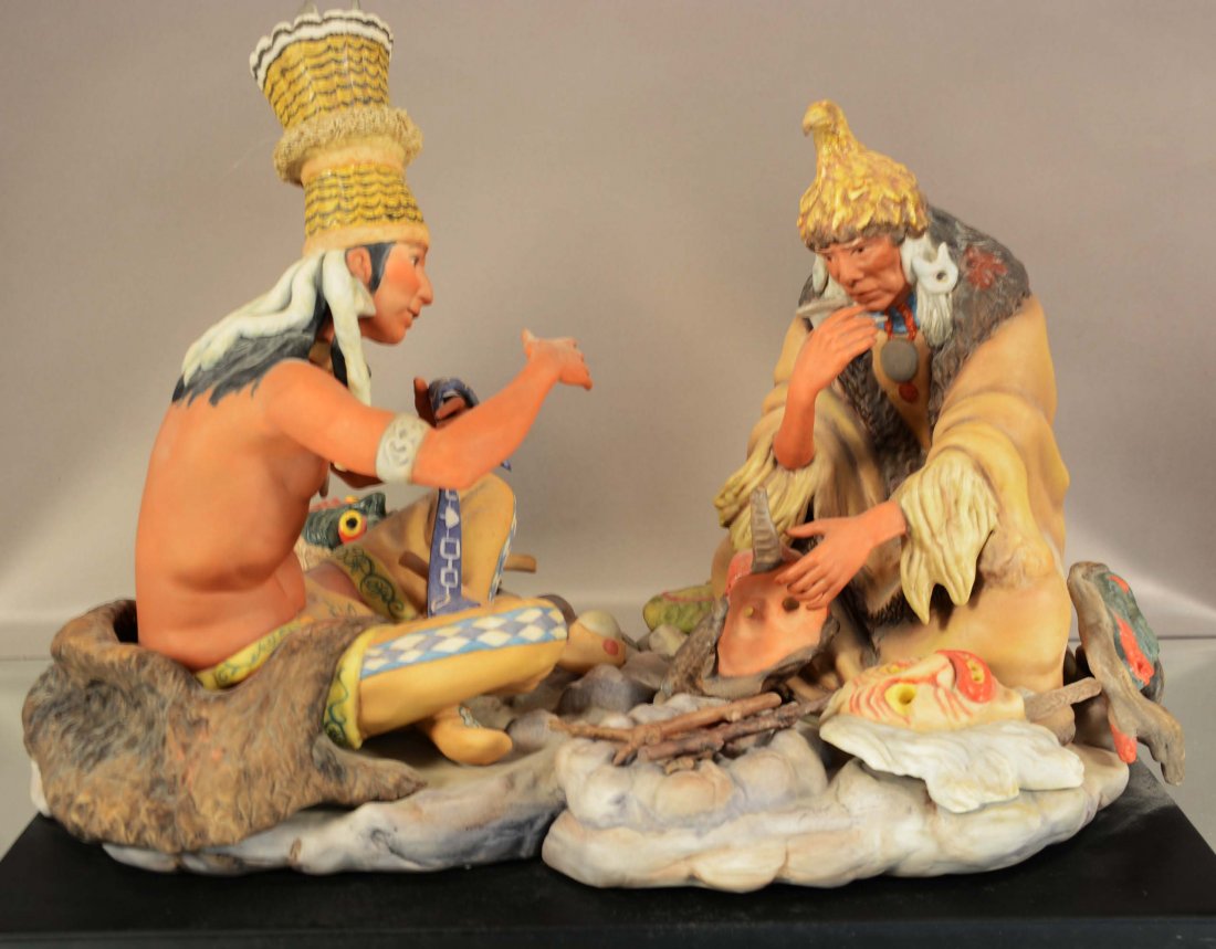 Cybis porcelain statue of two Indians (1 of 3)