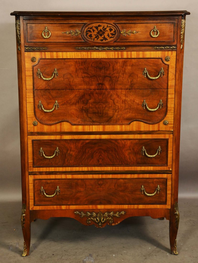 French Louis XV style 1920’s walnut tall chest (1 of 1)