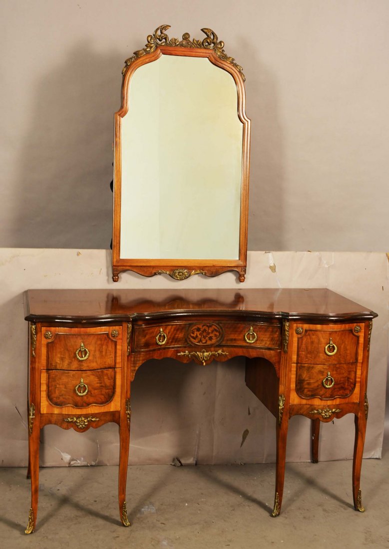 French Louis XV style walnut vanity (1 of 1)