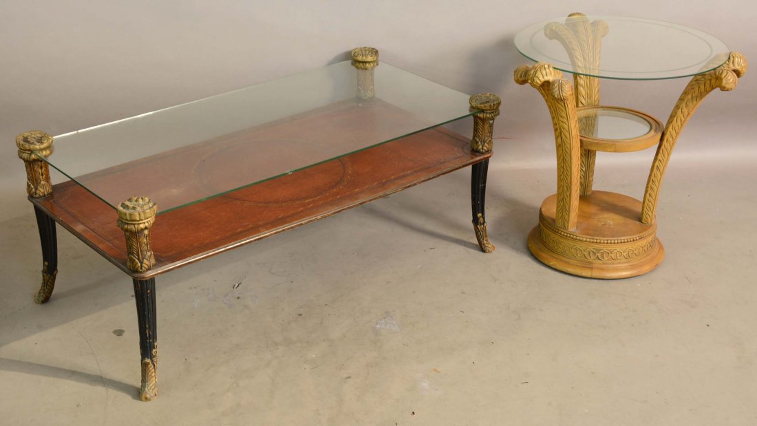 Two 1920’s French style tables with glass tops (1 of 1)