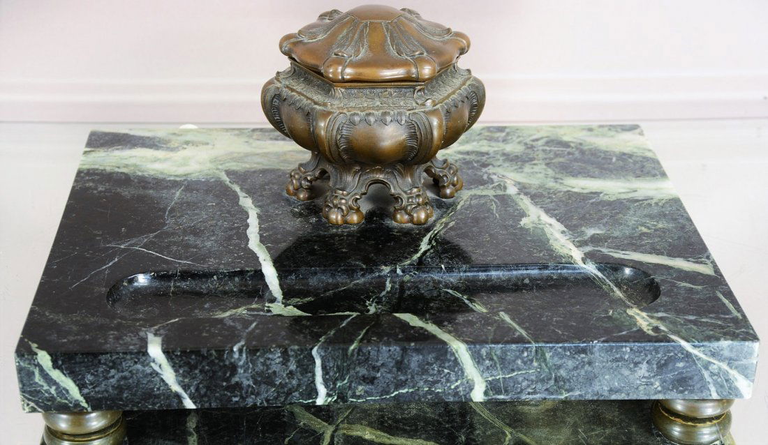 French Louis XVII style antique bronze and marble (1 of 3)