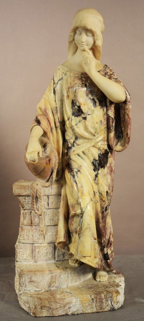 Italian marble statue of a woman at water well. (1 of 3)