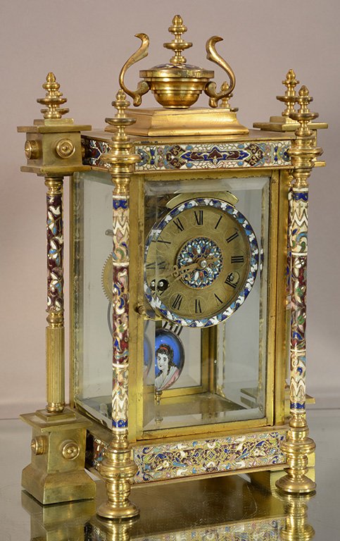 French Louis XVI style Cloisonne mantel clock (1 of 2)