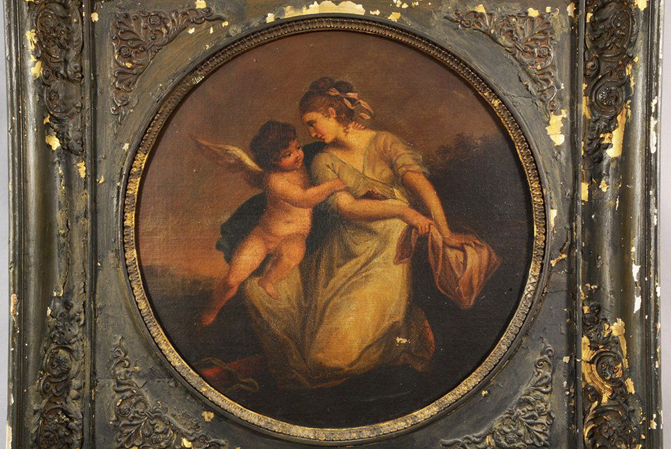 Italian Religious Painting of a Woman and Angel (1 of 1)