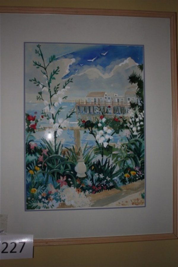 Julia Kelly Listed Artist Large Water Color: Watercolor on paper. A native of Provincetown, Massachusetts-historic art colony for talent such as Hans Hoffman and Eugene O'Neil-Julia grew up in an environment rich in subject matter and vivid ligh