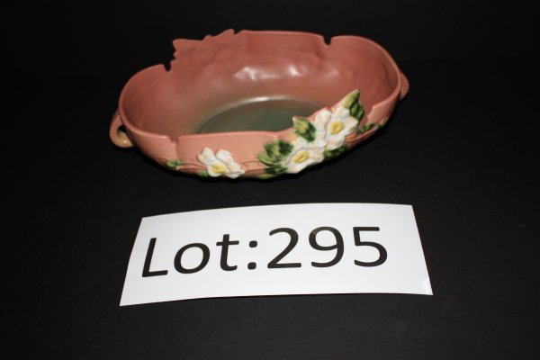 Roseville Pottery White Rose Centerpiece Bowl 391-: Minor loss 1 tiny spot of glaze to rim
