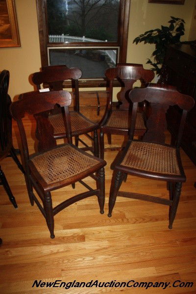 19th. (4) Federal Chairs with caned seats Mahogany: Very nice condition. Ca. 1825. Not a matching set but work well together. 2 match and the other two are different.