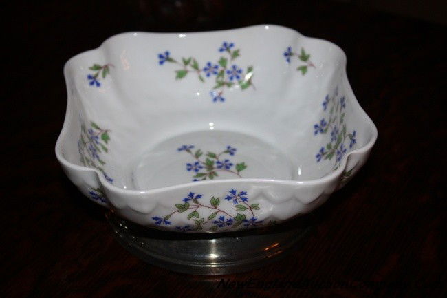 Limoges Bowl- Bernardaud "Nicole": Limoges bowl with a silver metal base.