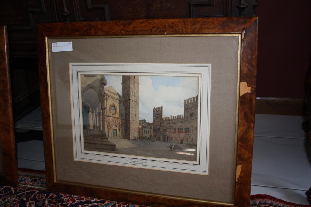 Franz Heinrich (1802-1890), "An Italian Square": Franz Heinrich (also Francis Heinrich (1802-1890), "An Italian Square" Watercolor on paper. Image Size : 9" x 13" Heinrich was traveling in the U.S. from 1848 to 1852 to escape the revolutions going o
