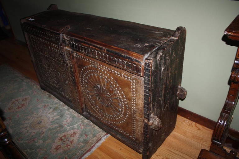 18th C. Spanish Colonial Coffer Iron Latch & Chain