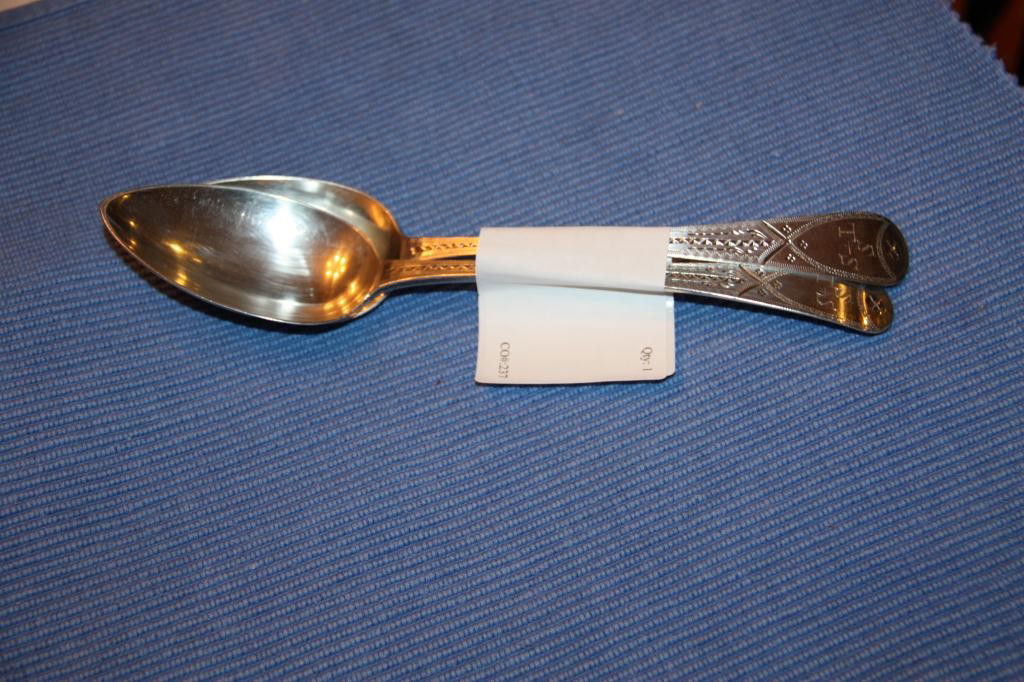2 Silver Spoons Peter Anne &William Batem: A pair of silver spoons. Sterling. 3.085 ozt (TROY OUNCES) Marked "PB AB Wb" - symbols Lion (Sterling), King (London), F and a George the 3rd bust. We believe the hallmark is from 1821 About 9" in len