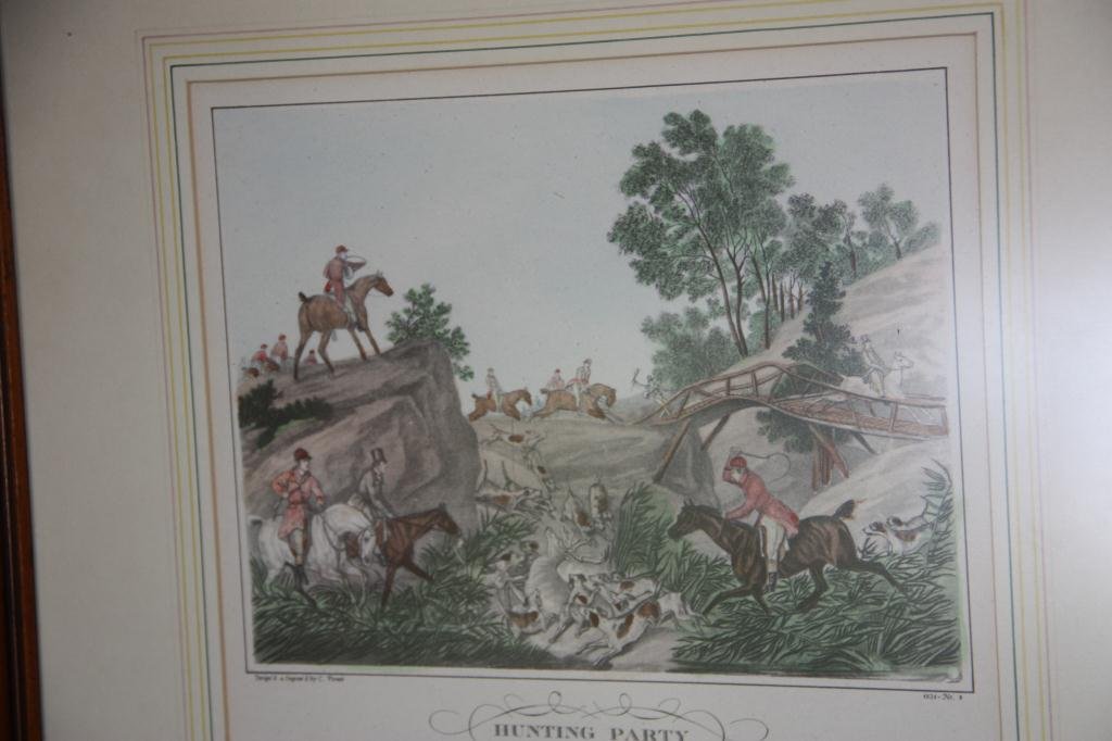 Pair of Hunting Prints C. Vernet 1824: Pair of Hunting lithographs after the original prins by C. Vernet 1824. Titled "The Hunt" and "The Hunting"